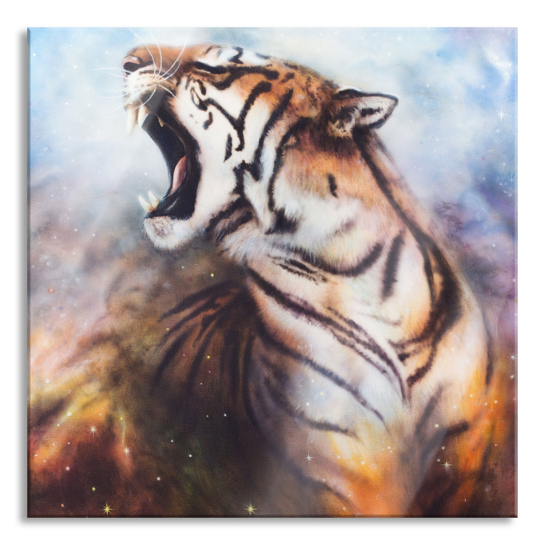 Glasbild Gemälde eines Tigers