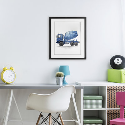 Travailler des camions, impression encadrée sous verre, par Christine Simpson Art
