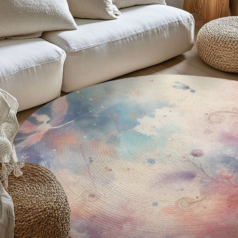Tapis tressé Misty Dots, Rond 5 pi