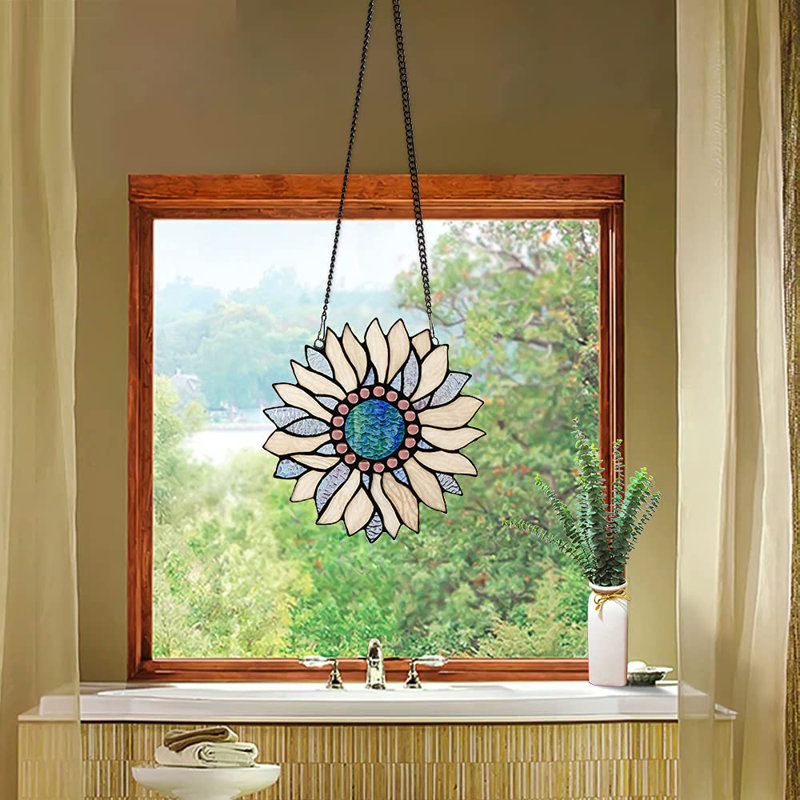 Panneau de vitrail Sunflower, Beige