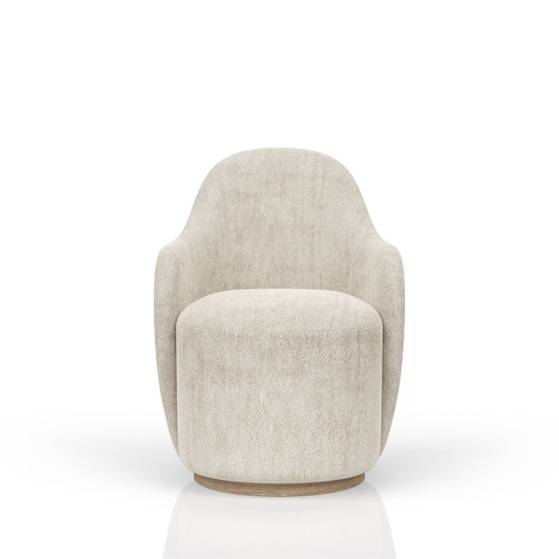 Fauteuil demi-tonneau pivotant cacao et ivoire