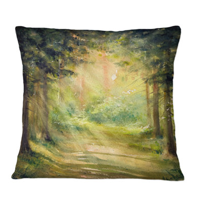 Sun Shining Through The Forest Trees - Traditional Printed Throw Pillow