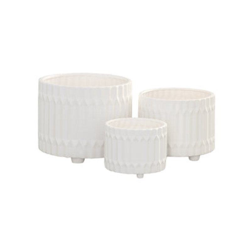 Pot rond en céramique à finition brillante blanc