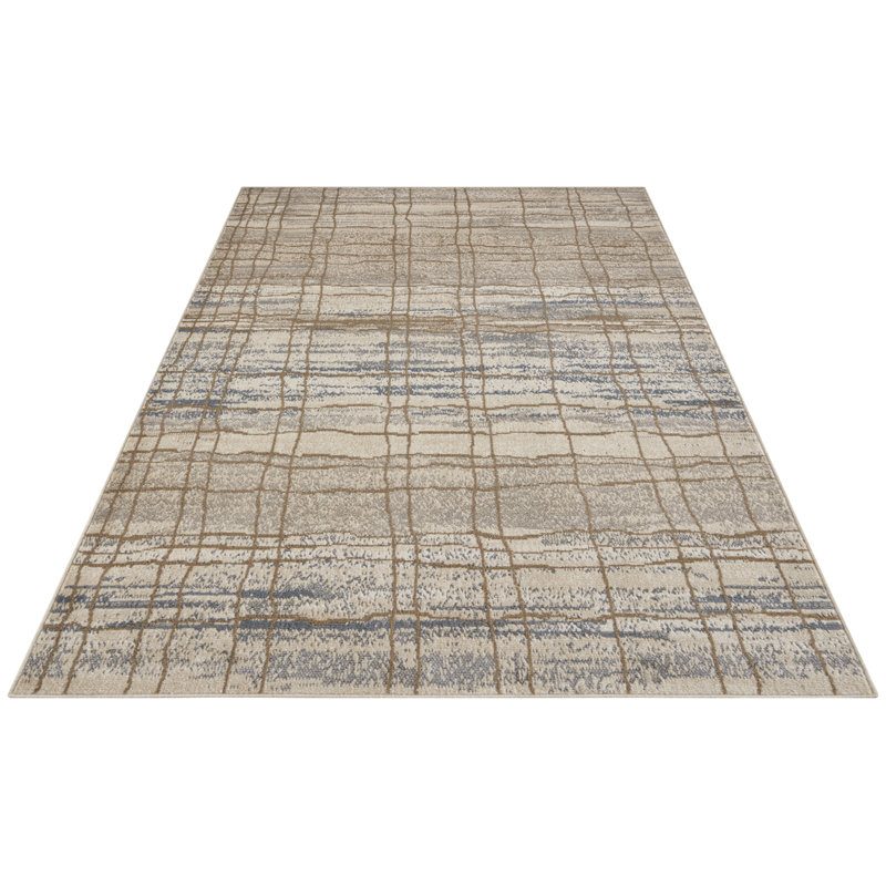 Handwoven Beige/Khaki/Grey Rug, Rectangular 80 x 120cm