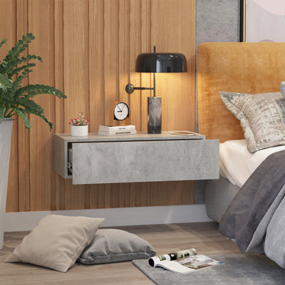 Floating Nightstand with Drawer for Bedroom