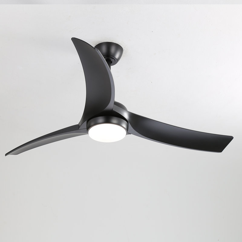 52'' Ceiling Fan With Lights And Remote Control, Matte Black, Matte Black