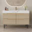 Meuble-lavabo moderne de 35,4 po avec lavabo sous comptoir, plateau en pierre frittée, bois massif multicouche imperméable, rangement à 4 tiroirs, autoportant / mural