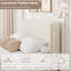 Structure de lit simple en molleton Teddy, structure de lit nuage crème avec 2 tiroirs de rangement et tête de lit réglable, tissu doux en peluche, aucun sommier requis, assemblage facile, crème-1710607781