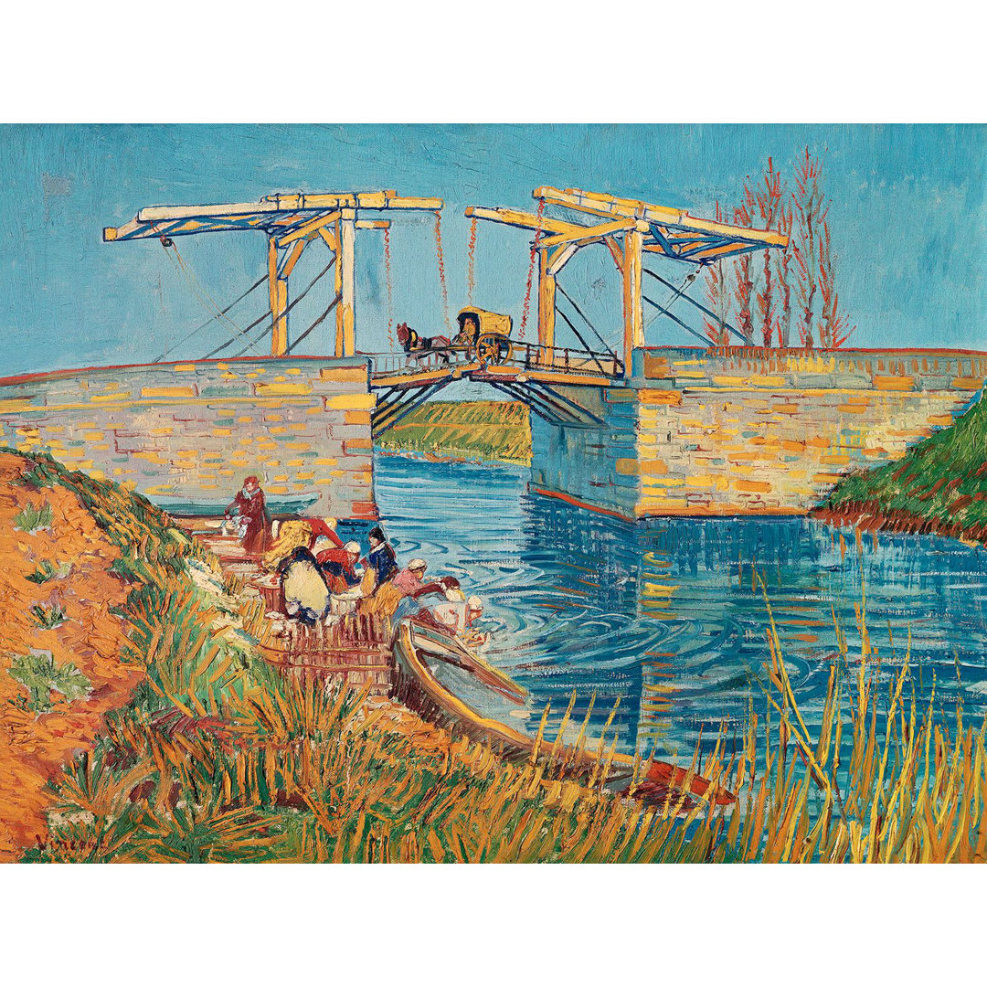 Kunstdruck Langlois Brücke mit Frauen beim Waschen von Vincent Van Gogh