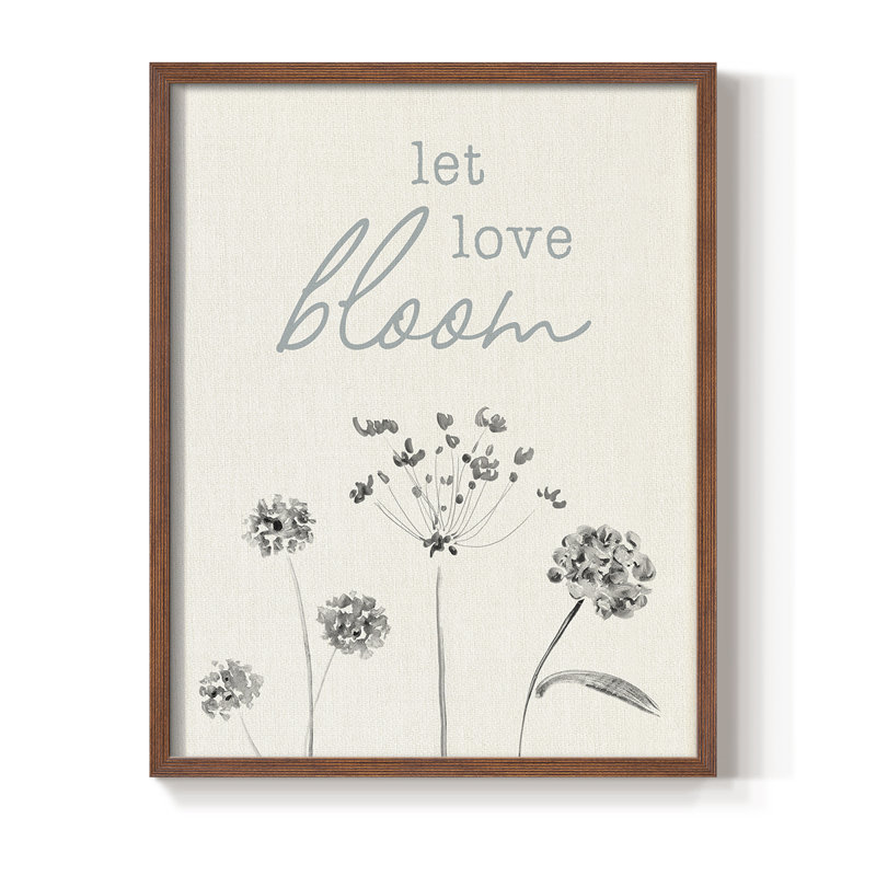 Let Love Bloom, reproduction encadrée - bois massif, Noyer, H 15 po x l 12 po
