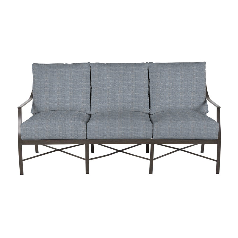 Monaco Aluminum Sofa - Slate Gray, Rollo Chambray InsideOut® Linen, Slate Gray, No Welt