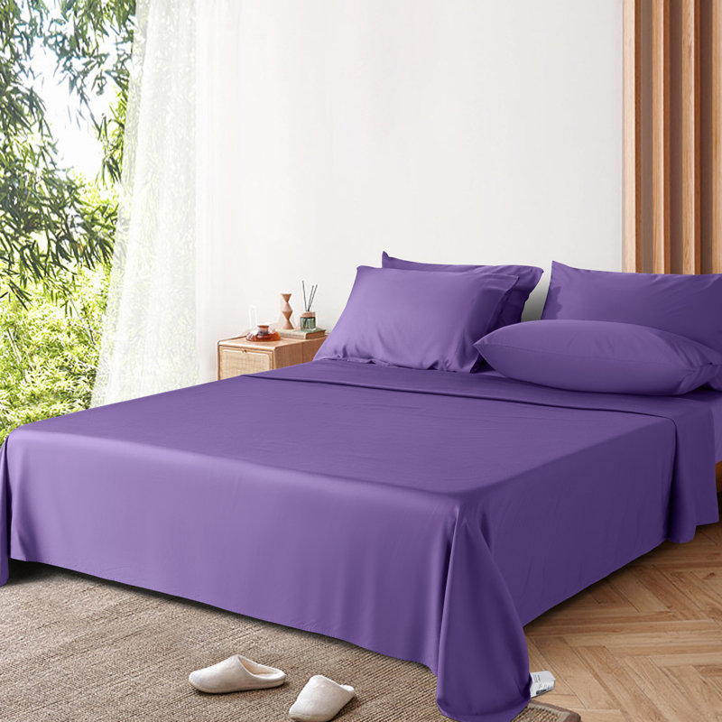 6 Pieces Bamboo Cooling Bed Sheets Set - 16" Deep Pockets, King Sheet Set + 1 Fitted Sheet + 4 Pillowcases, Purple