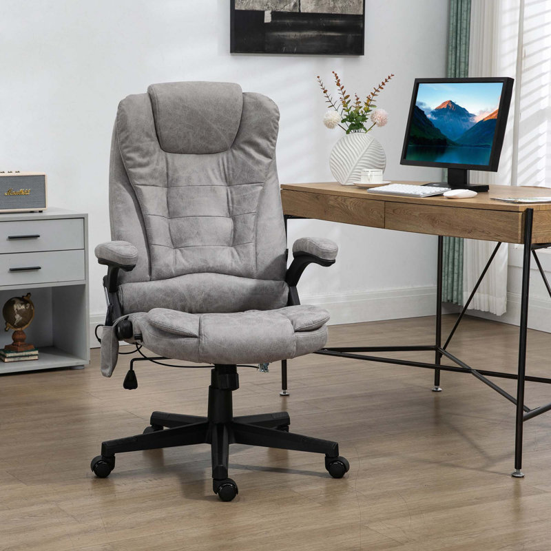 High Back Vibration Massage Office Chair With 6 Vibration Points, Microfiber Cloth, Gray