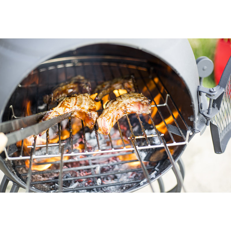 La Hacienda Murcia Large Steel Chimenea With Grill, 107 cm H x 43 cm W x 43 cm D