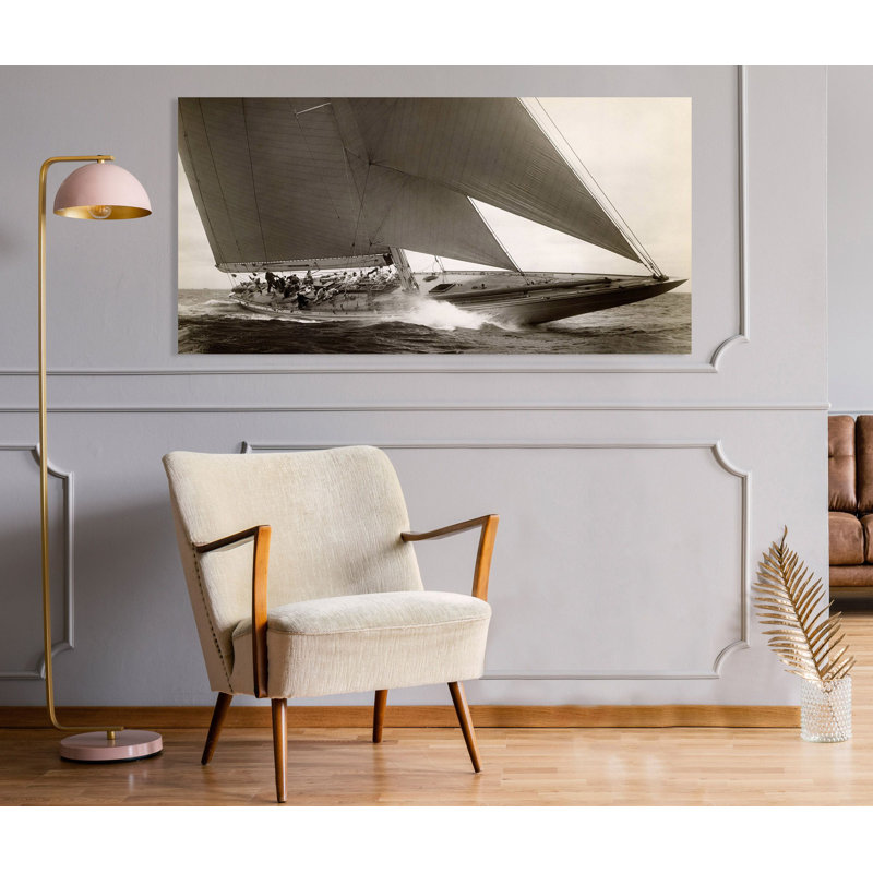 J Class Sailboat 1934 by Edwin Levick - Wrapped Canvas Print, 35cm H x 70cm W x 4cm D