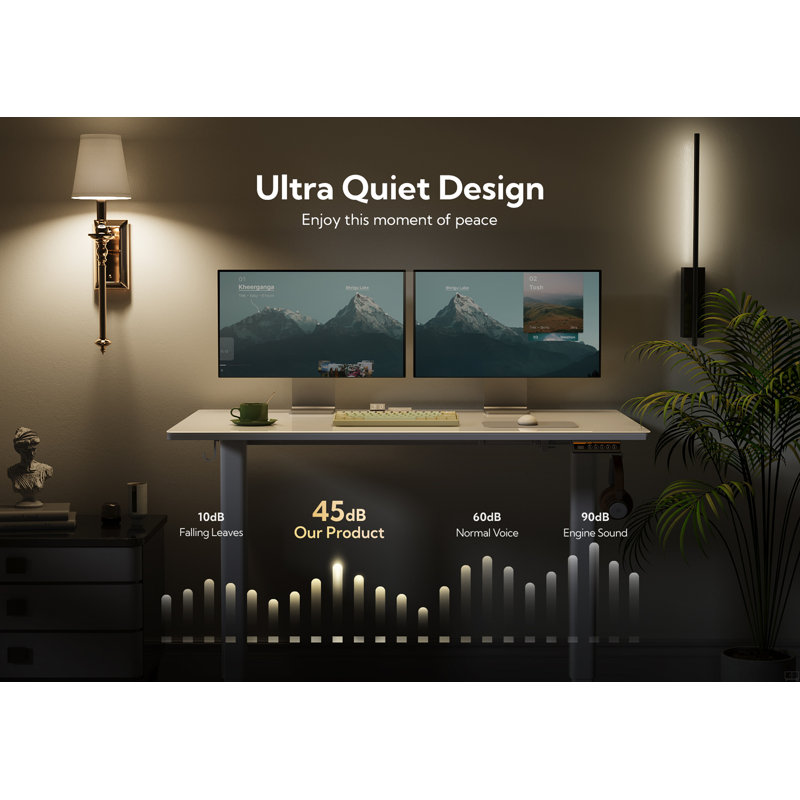 48 Inch Electric Glass Standing Desk, Adjustable Height ,Quick Install Home Office Computer Desk, Stand Up Desk