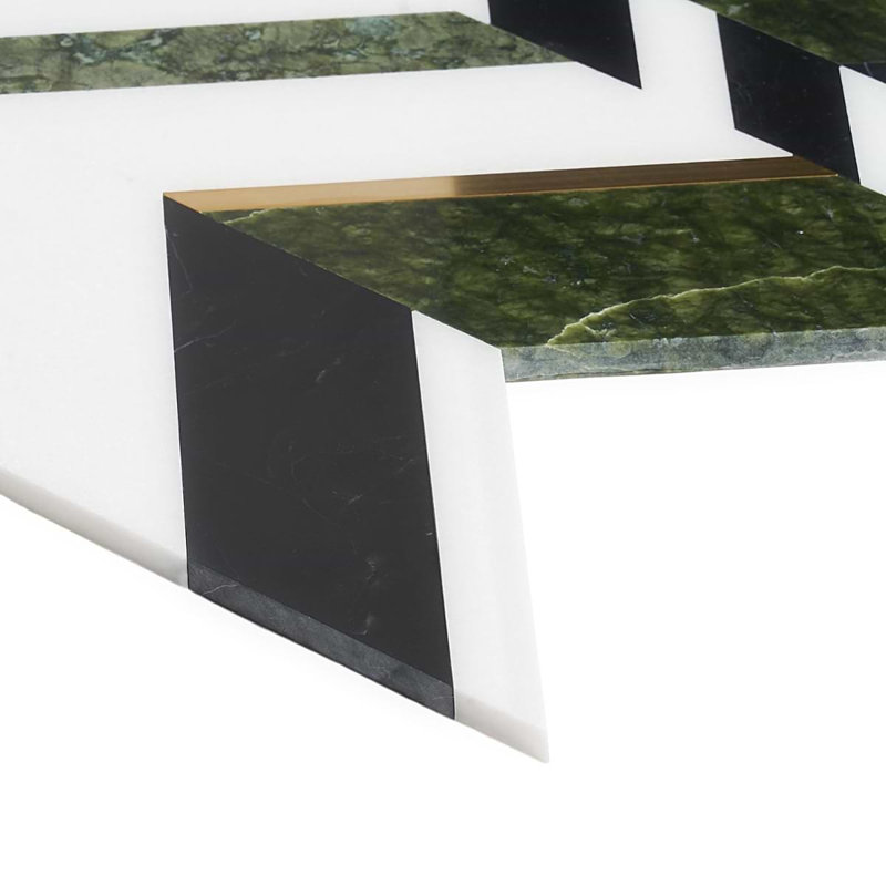 Amari Polished Marble And Aluminum Mosaic, Verde Jade