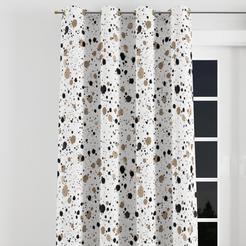 Rideaux abstraits pour chambre à coucher - Rideau à œillets brun et crème moderne - 1 panneau, L 52 po x L 90 po