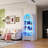 72.8" Tall Arched Display Cabinet With Glass Doors,4-Tier Storage Cabinet with LED Light& Human Body Sensor-2030917143