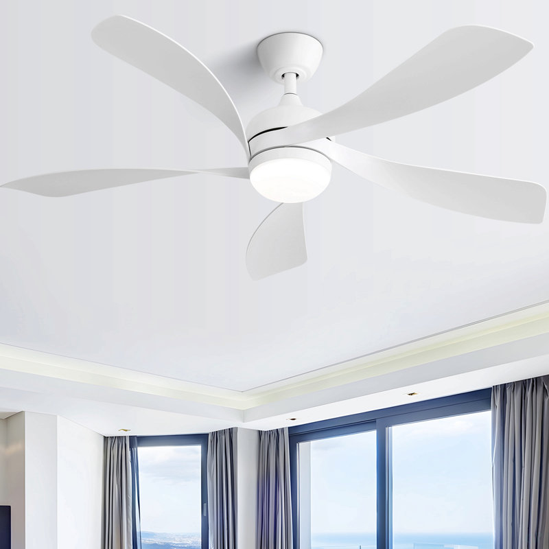Ventilateur de plafond à DEL moderne de 52 pouces avec moteur à courant continu réversible à télécommande à 3 couleurs et 5 pales ABS pour la chambre à coucher