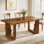 Farmhouse 63-Inch Solid Wood Dining Table,Rustic Kitchen Table For 4-6 Person For Kitchen & Dining Room