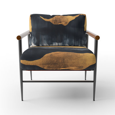 Abstract Landscapes Accent Chair - Mountain Mirage In Black And Gold I Arm Chair