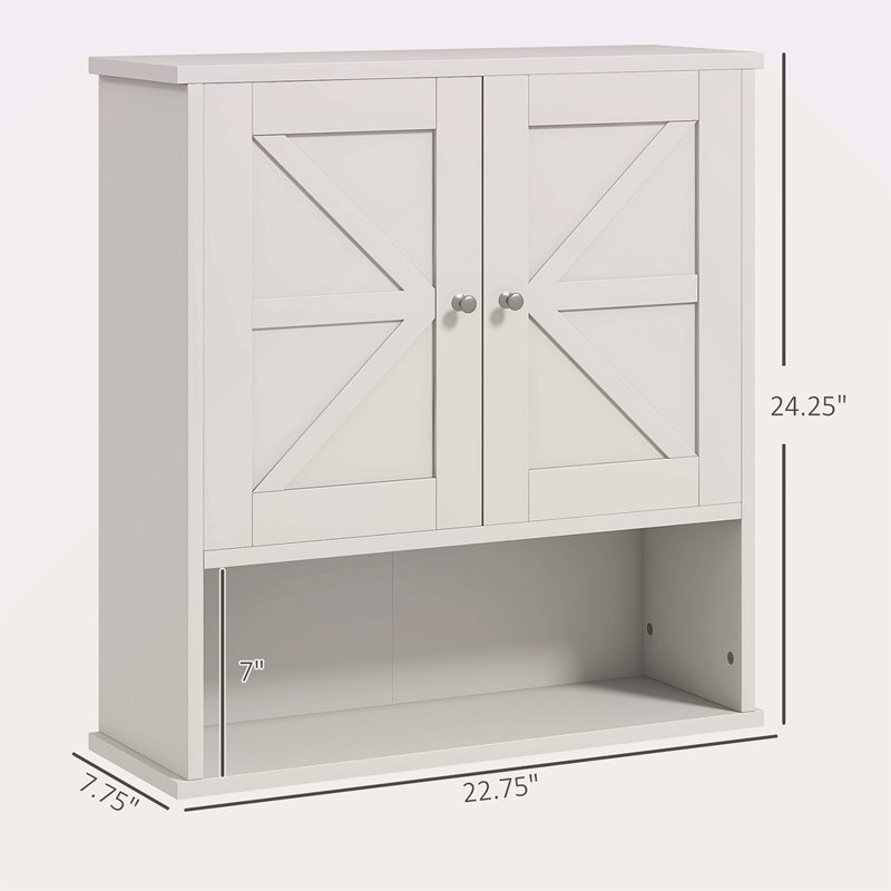 Armoire de salle de bain Farmhouse, armoire à pharmacie murale avec tablette ouverte et tablette réglable, rangement pour salle de lavage