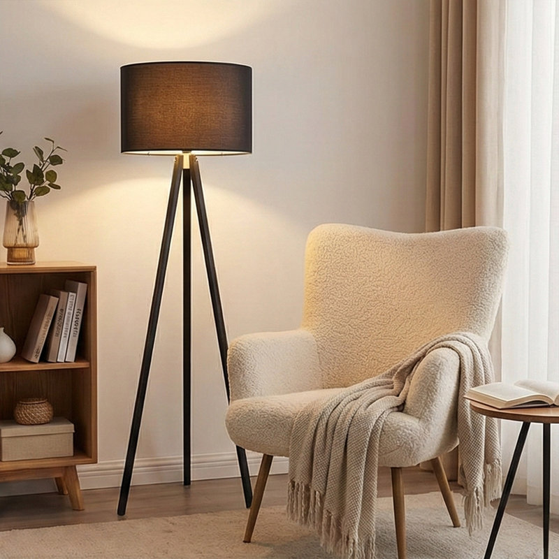 Lampe trépied 57 po Kisa, Noir, Noir