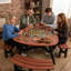 Ensemble de table de pique-nique semi-circulaire pour 6 personnes avec bancs intégrés et trou pour parasol