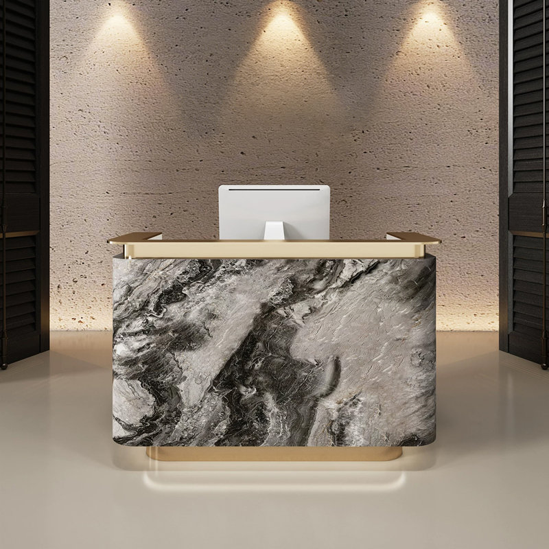 Bureau de réception rectangulaire en bois manufacturé Luxury, 59.06