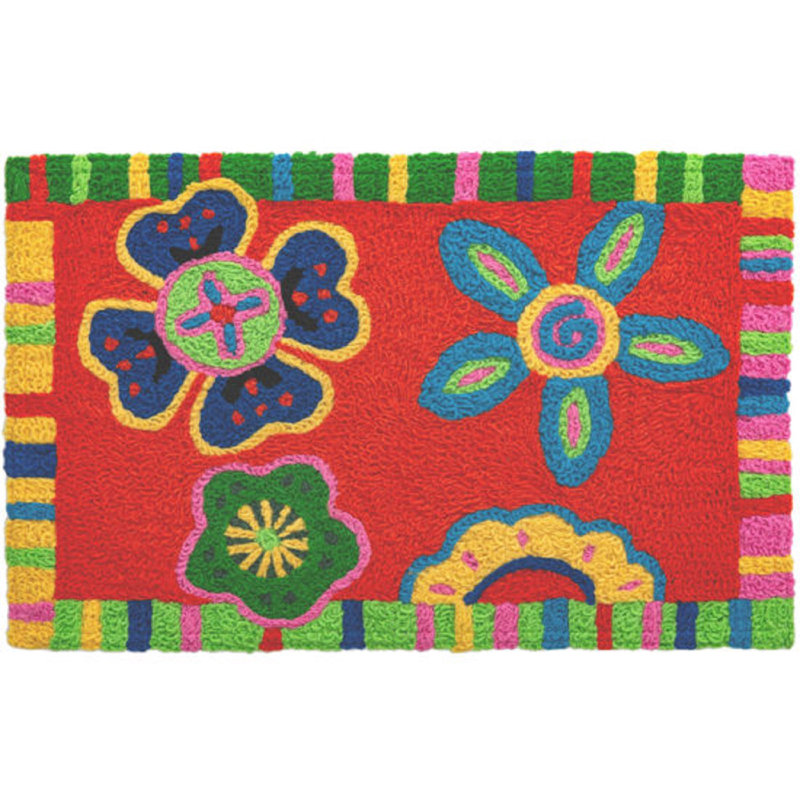 Floral Polyester Water Resistant Kitchen Mat