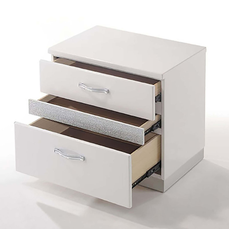 High Gloss 3-Drawer Nightstand