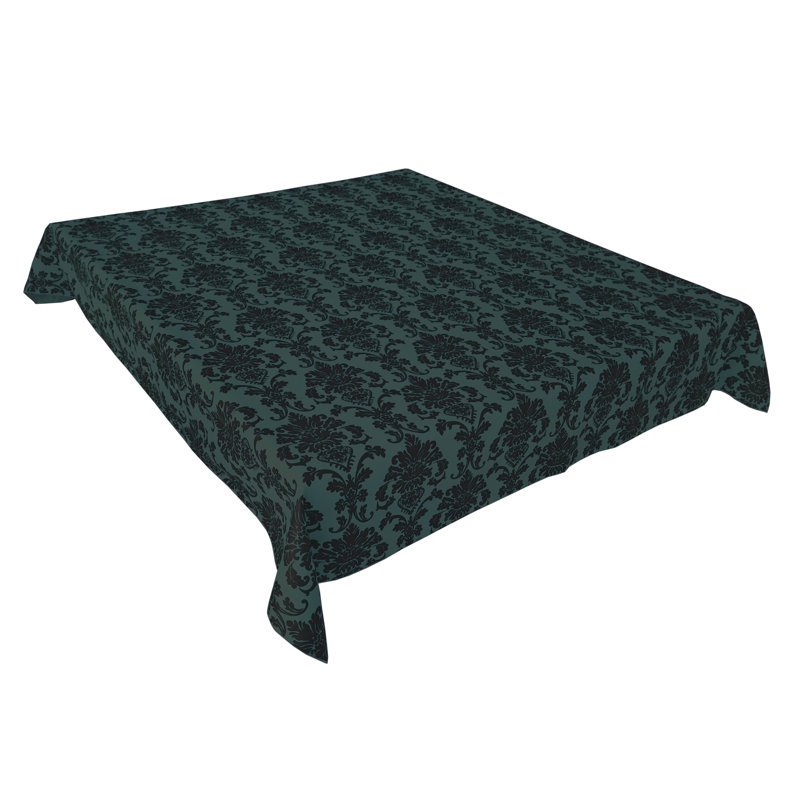 Floral Poplin Damask Tablecloths, Hunter Green, 84" Rectangle