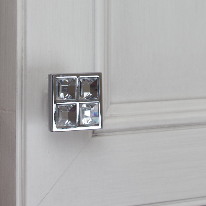 Poignée carrée en cristal GlideRite, Longueur du bouton de 1 po
