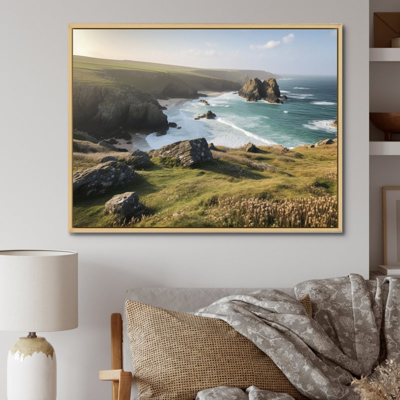 «Coastal Horizons II» sur toile, Cadre naturel flottant, H 34 po x l 44 po x P 1,5 po