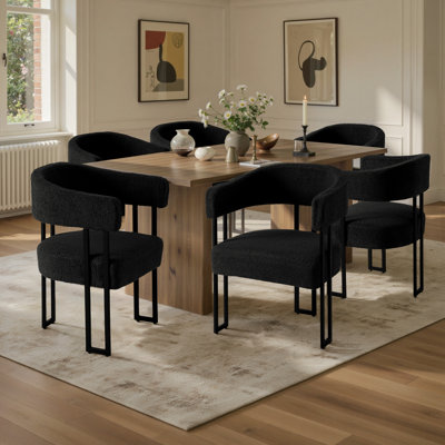 Haskett Upholstered Dining Armchair with metal legs