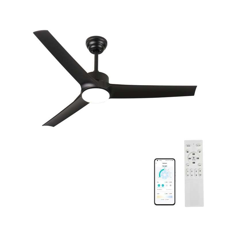 Ventilateur de plafond noir 52 pouces avec lumière