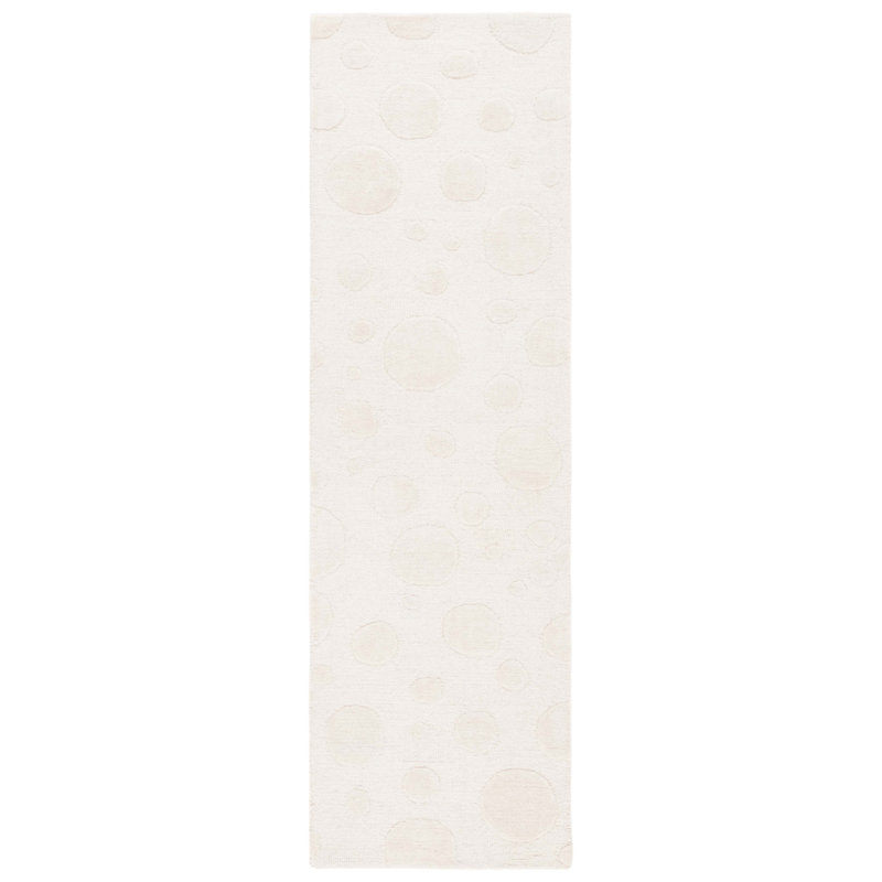 Jennaka Hand Tufted Wool/Cotton Polka Dots Rug in Ivory, Runner 2'3" x 8'