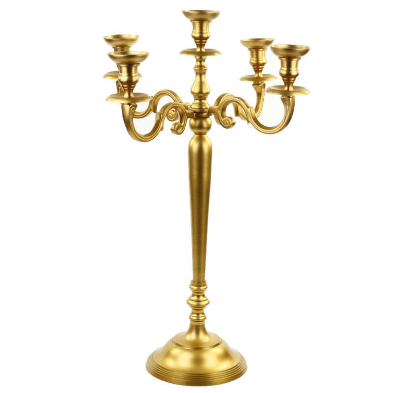 Metal Candelabra, 16" H x 7.75" W x 7.75" D, Gold