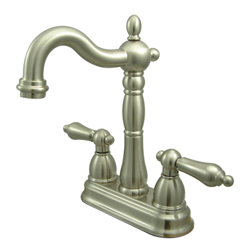 Kingston Brass Heritage Two-Handle 2-Hole Deck Mount Bar Faucet, Brushed Nickel