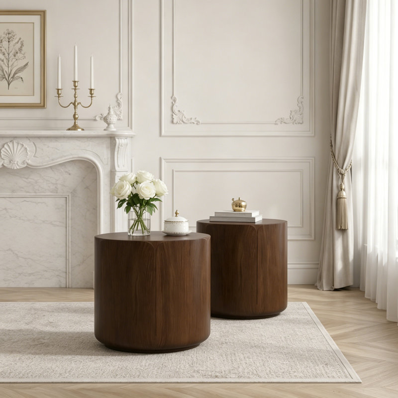 Table d'appoint ronde d'extérieur d'intérieur, Brown 2