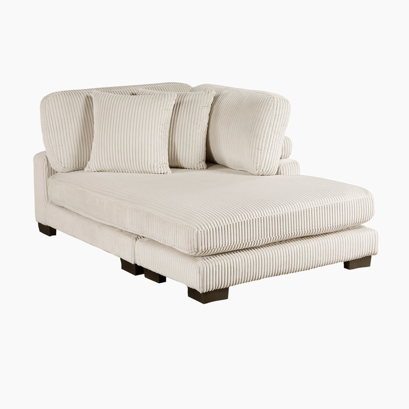 Brinsley 45" Modern & Contemporary Reversible Sofa Chaise with Elevated Channel Corduroy, Adjustable Backrests & Pocket Coil Comfort