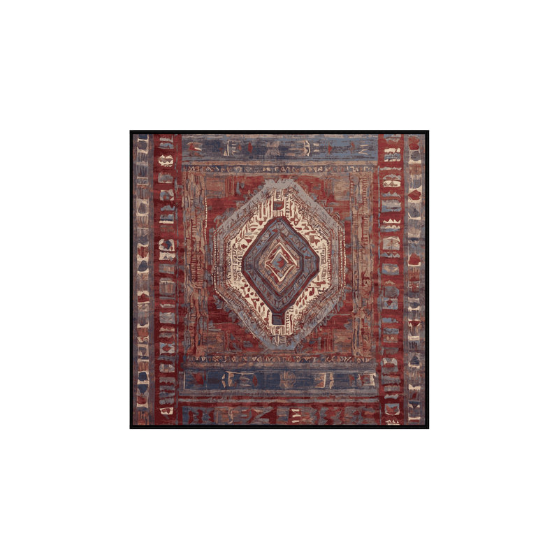 Tapis noir soyeux et moelleux, Carré 6 pi