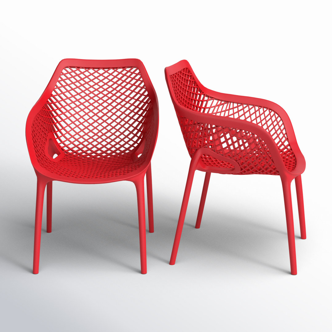 Farrah Outdoor Stacking Dining Armchair (Set of 2) AllModern Color: Red