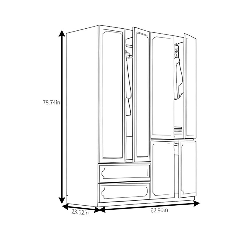 Garde-robe simple et haut de gamme, H 79 po x l 63 po x P 24 po