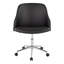 Chaise de bureau en métal chromé, bois de noyer et similicuir noir-145264424-145264431