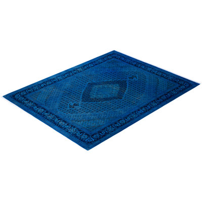Overdyed Hand-Knotted Wool Modern-Contemporary Navy Area Rug 8' 2" x 10' 5"