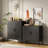 Black Steel File Cabinet With Doors, Adjustable Shelves For Office Storage, High - Strength Cold Rolled Steel, Stable Structure, Knock Down Design To Hold Equipment, Material, Frame, Simple Setup-35265200