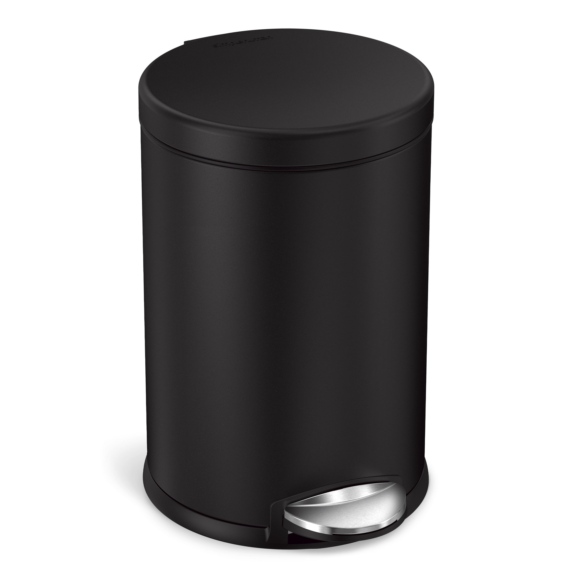 simplehuman 4.5 Liter / 1.2 Gallon Round Bathroom Step Trash Can, Black