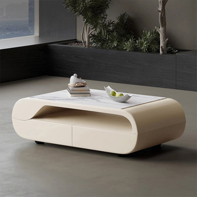Table basse blanche et bois manufacturé blanc